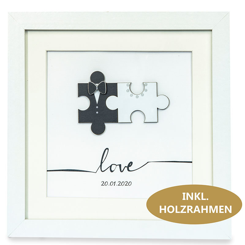 Bilderrahmen Puzzle love - Personalisiert mit Datum - mamir home